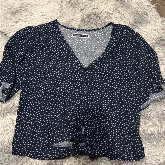 Abercrombie & Fitch Navy Blouse with White Dots - Picture 1 of 2